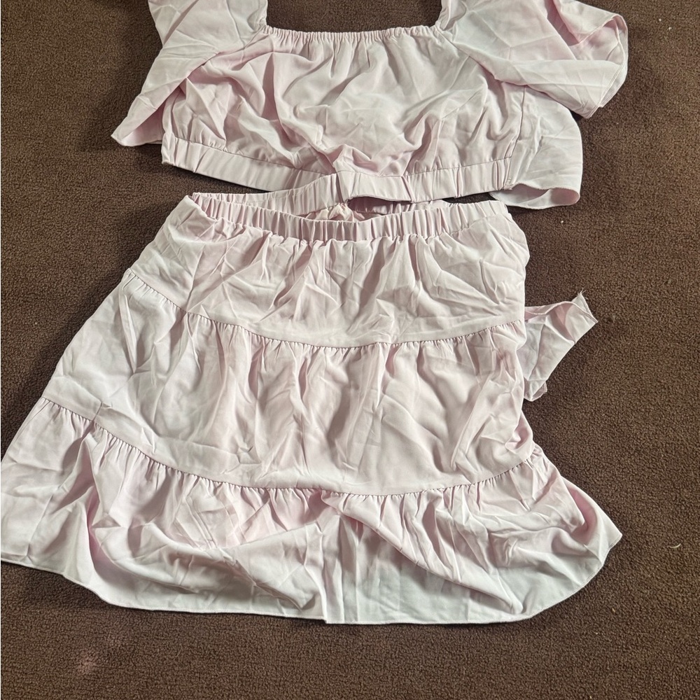 Pink Two-Piece Ruffle Set